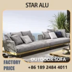 Nordic Outdoor Patio Furniture Set, 3-Piece Wicker Sofa with Solid Wood Frame, Waterproof Sunproof for Garden Balcony
