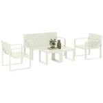 Outsunny Outdoor Garden Set 5 Pieces Outdoor Garden Furniture with 2 Armchairs, 1 2-Seater Sofa and 2 Tables