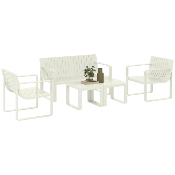 Outsunny Outdoor Garden Set 5 Pieces Outdoor Garden Furniture with 2 Armchairs, 1 2-Seater Sofa and 2 Tables
