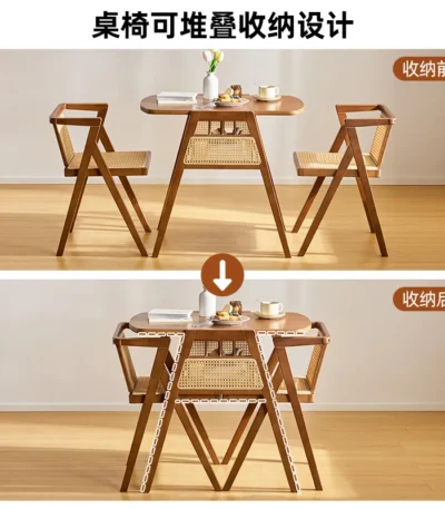 Balcony tea table and chair combination casual rattan  mini small tea table courtyard terrace 1