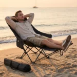 300-Pound Heavy-Duty Foldable Beach Chair with Adjustable Height and Crossed Backrest – Portable Outdoor Chair for Camping, Fish