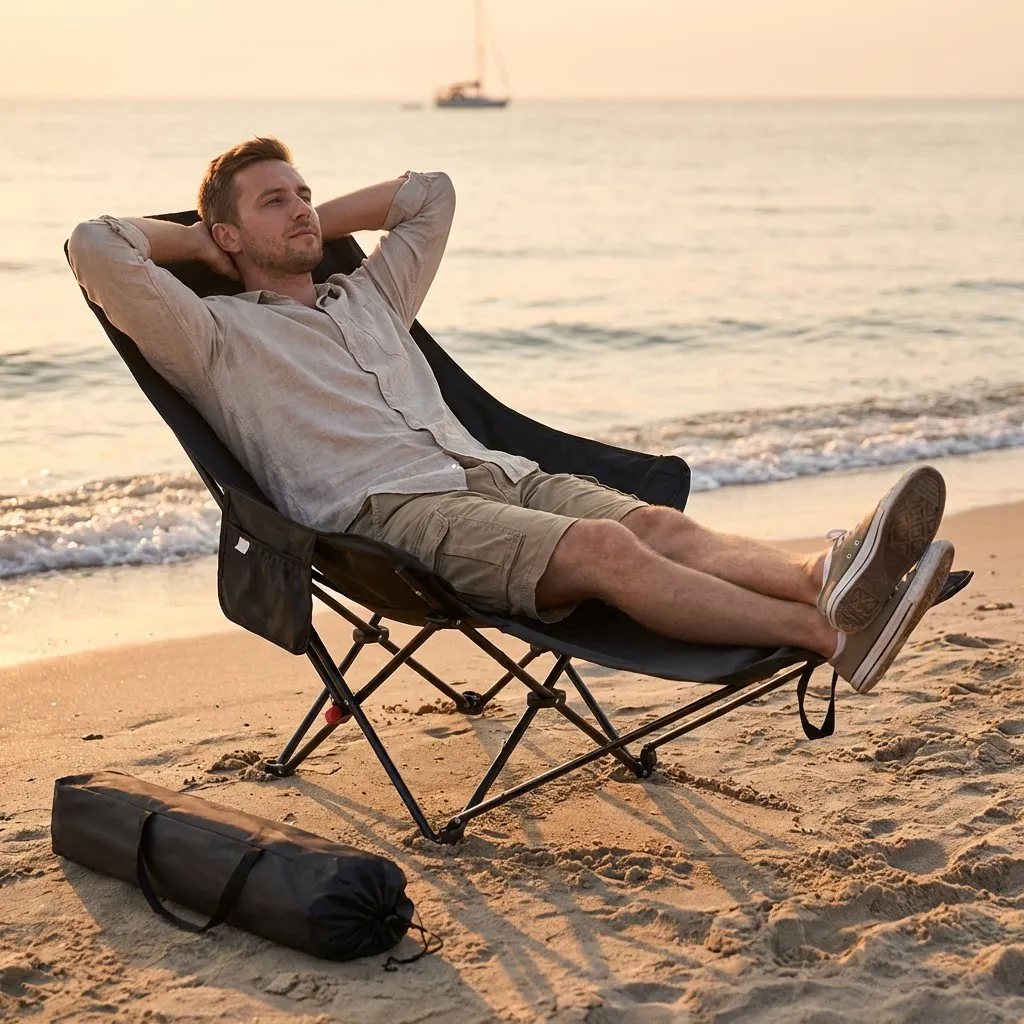 300-Pound Heavy-Duty Foldable Beach Chair with Adjustable Height and Crossed Backrest – Portable Outdoor Chair for Camping, Fish 300-Pound Heavy-Duty Foldable Beach Chair with Adjustable Height and Crossed Backrest – Portable Outdoor Chair for Camping, Fish