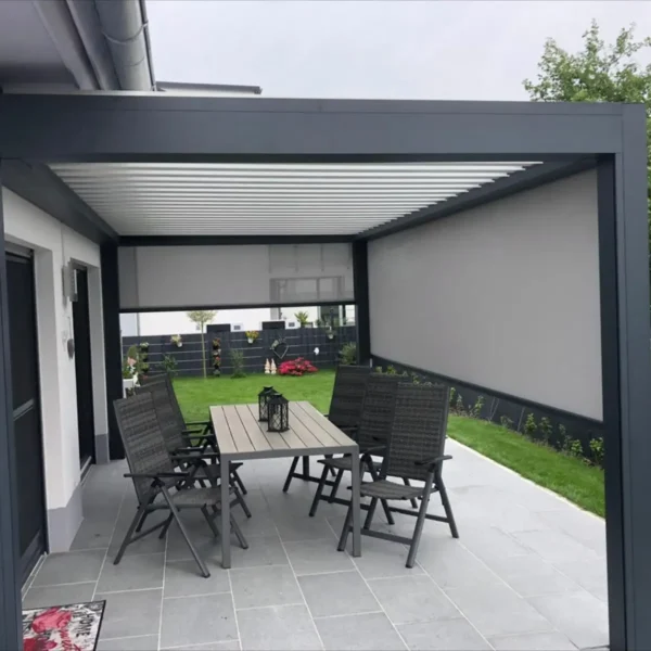 Outdoor Garden Villa Roof Yard Electric Adjustable Louver Sun Protection System Gazebo Bioclimatic Louvered Aluminum Pergola