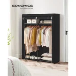 SONGMICS Wardrobe, Clothes Storage Wardrobe for Bedroom with 2 Clothes Rails, Fabric Portable Wardrobe, Collapsible