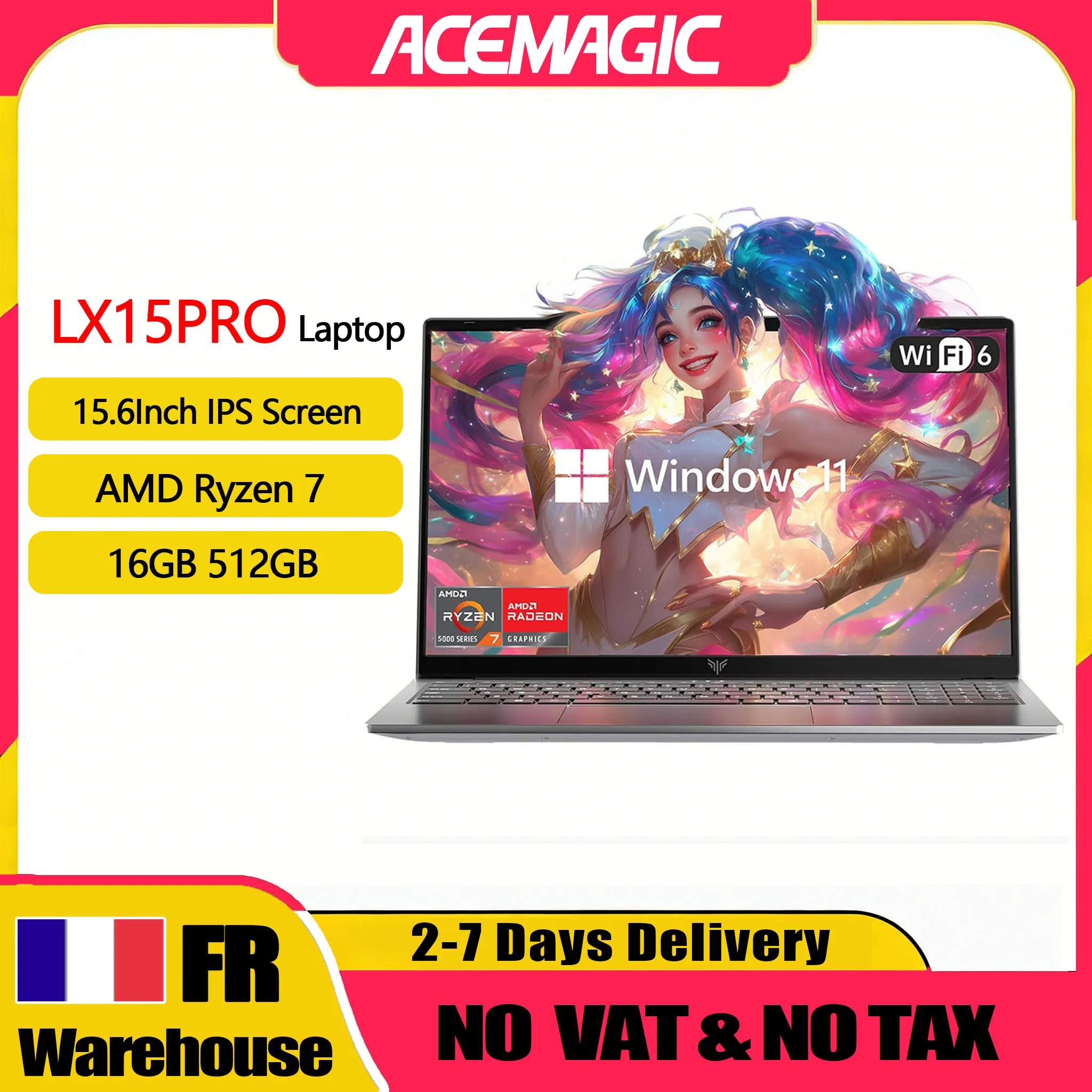 ACEMAGIC LX15PRO 15.6inch Laptop FHD Laptop AMD Ryzen 7 7730U 16GB RAM 512GB SSD Windows 11 Pro Notebook 180° Flip Computer Wifi6 BT5.2 ACEMAGIC LX15PRO 15.6inch Laptop FHD Laptop AMD Ryzen 7 7730U 16GB RAM 512GB SSD Windows 11 Pro Notebook 180° Flip Computer Wifi6 BT5.2
