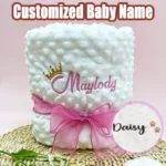 Personalized Baby Doudou Blanket – Swaddle Stroller Bed Crib with Pattern Design Unique Shower Gift Birth Gift
