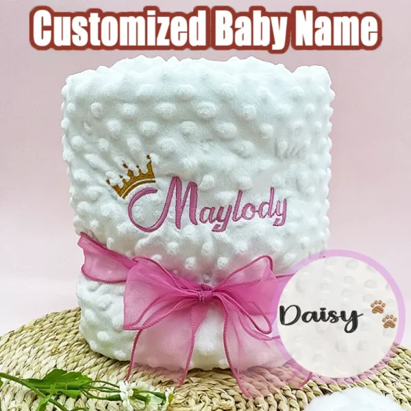 Personalized Baby Doudou Blanket – Swaddle Stroller Bed Crib with Pattern Design Unique Shower Gift Birth Gift