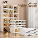 UVR Folding Storage Cabinet Household Doorway Shoe Cabinet Living Room Bedroom Storage Box Multilayer Snack Shelf Home Furniture