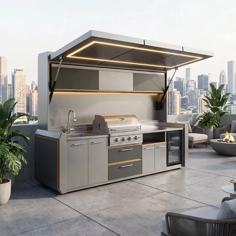 Customized Outdoor Garden Stainless Steel BBQ Kitchen with Outdoor Grill for Patio Party Cooking Customized Outdoor Garden Stainless Steel BBQ Kitchen with Outdoor Grill for Patio Party Cooking