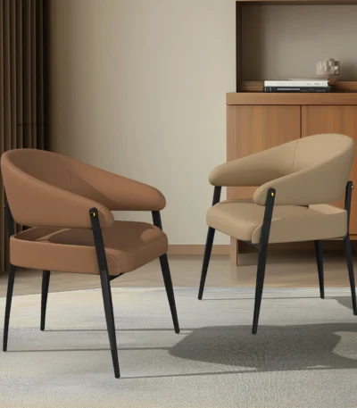 Set of 2 Luxury Kitchen Dining Chairs Microfiber Leather Dining Room Chairs Upholstered Seat for Restaurant Hotel Office 1