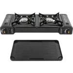 2-burner Camping Gas Stove, Butane Gas Stove with Grill Tray and Storage Case, Gas Hob for Camping, Travel, Etc