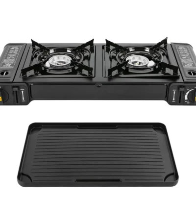 2-burner Camping Gas Stove, Butane Gas Stove with Grill Tray and Storage Case, Gas Hob for Camping, Travel, Etc 1