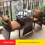 Balcony Garden Table， Vine Chair Storage Leisure Tea Table，  Two Chairs Vine Chair Three Piece Set Combination Tea Table