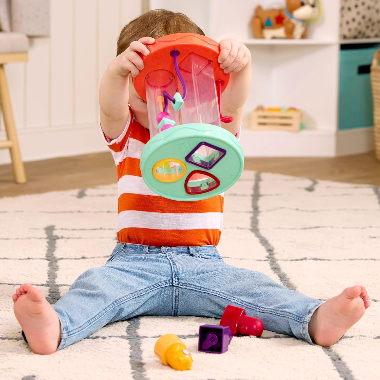 B. toys – Baby Shape Sorter – Sorting Toy with 3 Owls – Colorful Shapes, Bead Maze & Fun Sounds – Developmental & Educational Game for Babies & Toddlers – Hooty – Hoo – 10+ Months - Image 3
