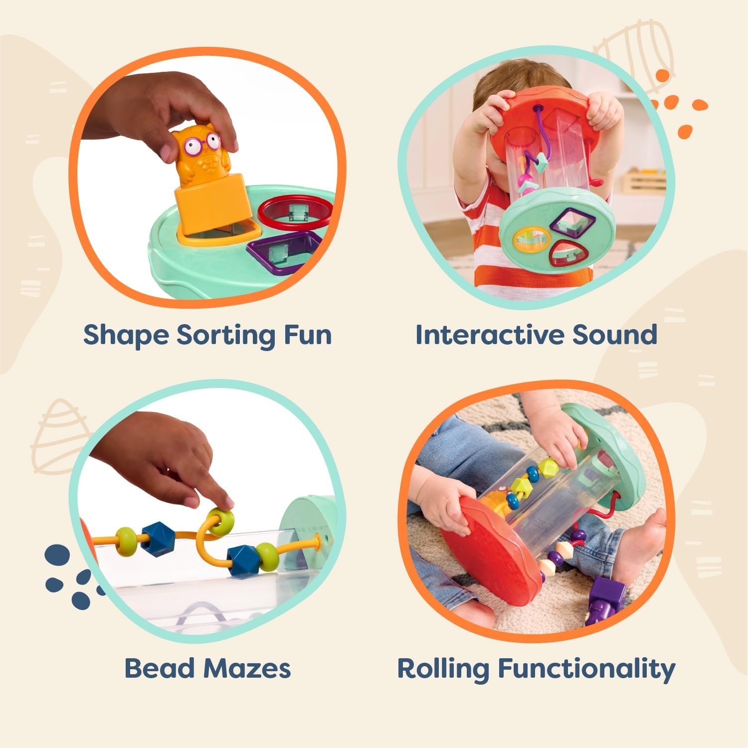 B. toys – Baby Shape Sorter – Sorting Toy with 3 Owls – Colorful Shapes, Bead Maze & Fun Sounds – Developmental & Educational Game for Babies & Toddlers – Hooty – Hoo – 10+ Months - Image 6