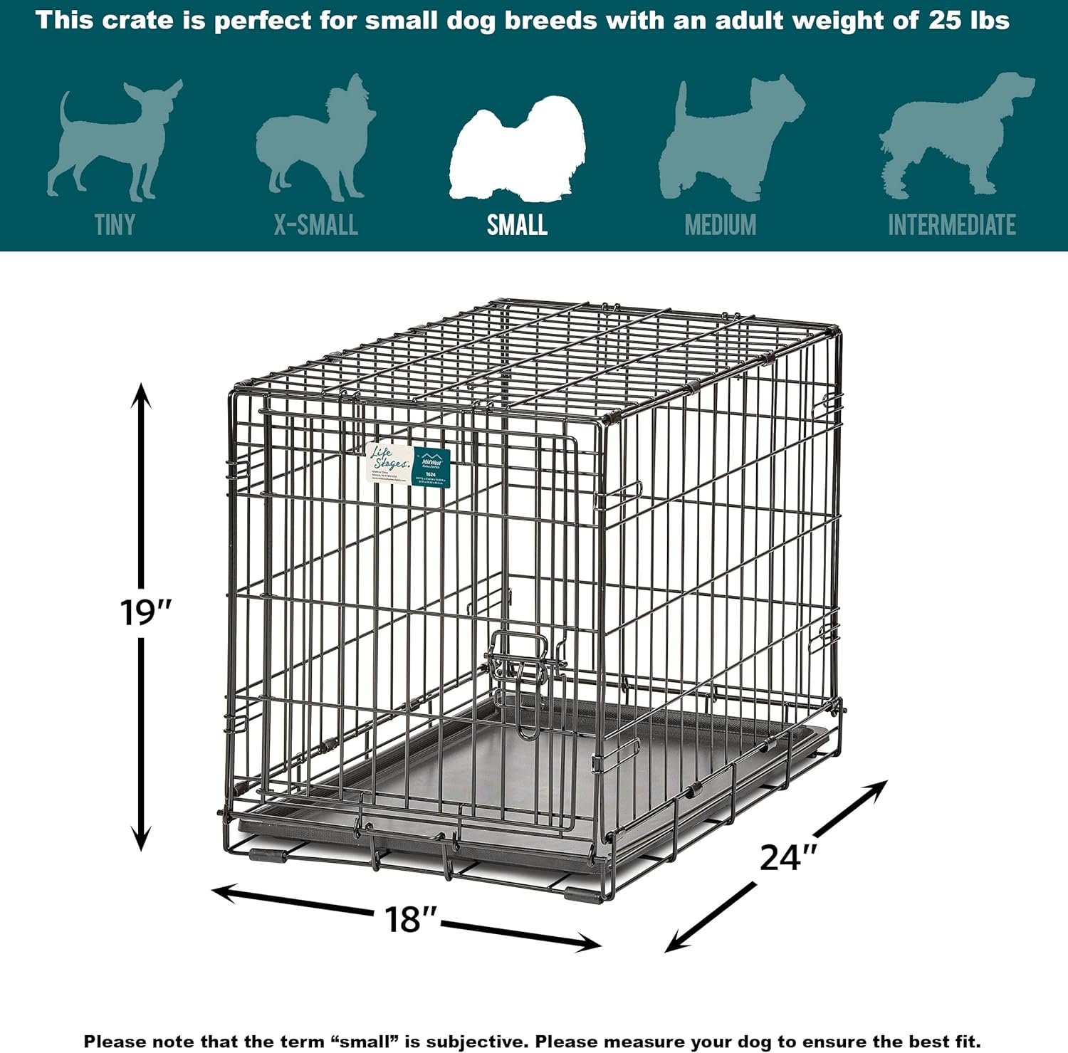 MidWest Homes for Pets 24-Inch LifeStages Crate for Small Breeds, 12-20 lbs, Single Door Folding Dog Crate with Divider Panel, Leak-Proof Tray & Secure Latch, Heavy-Duty & Easy to Assemble - Image 9