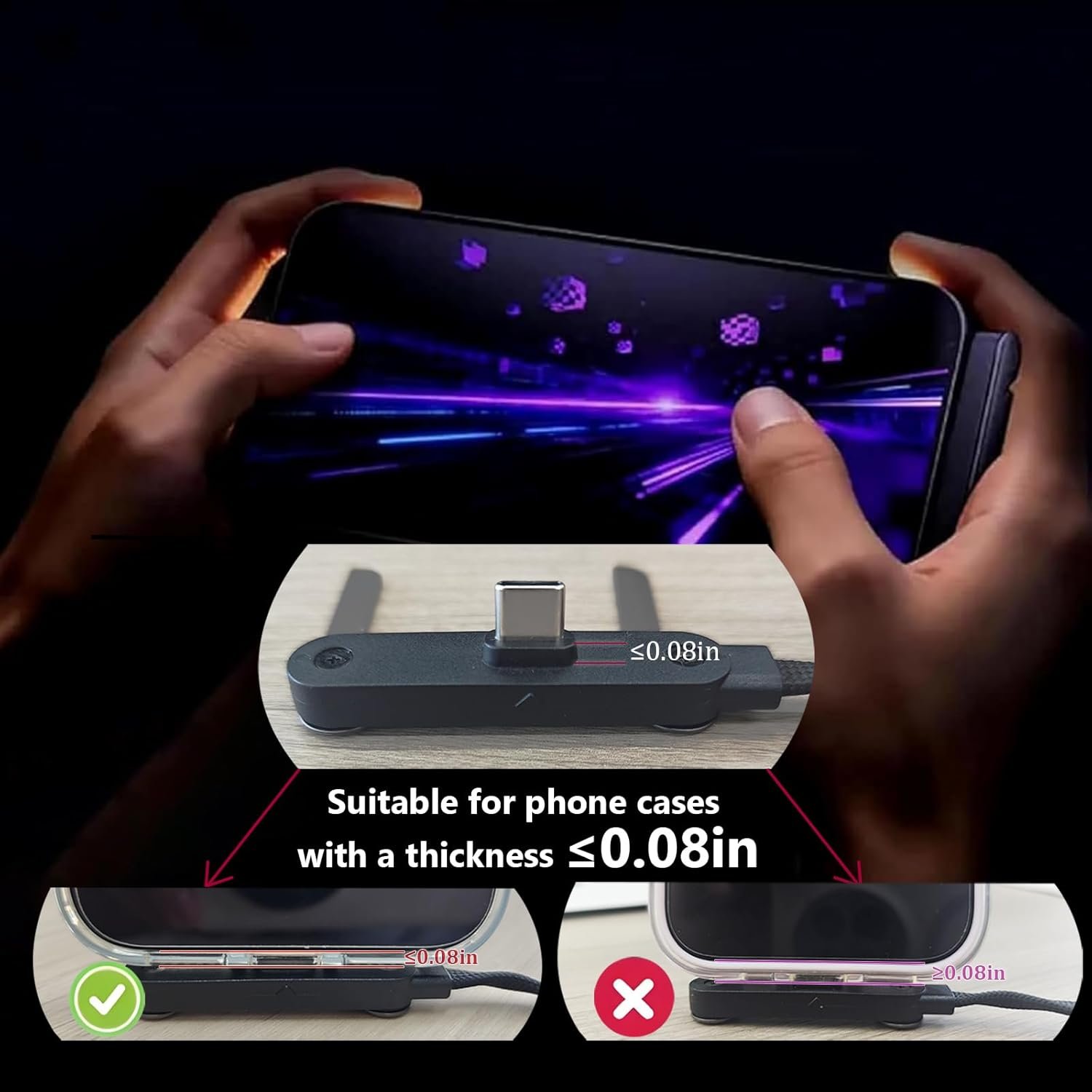 2-in-1 Invisible Stand Charging Cable, Multi Charger Cord with Type C Multi-Angle Adjustable Stand, 240W Fast Charging Cable 5 FT, for Smartphones,Tablets,Laptops,and Gaming Devices - Image 3