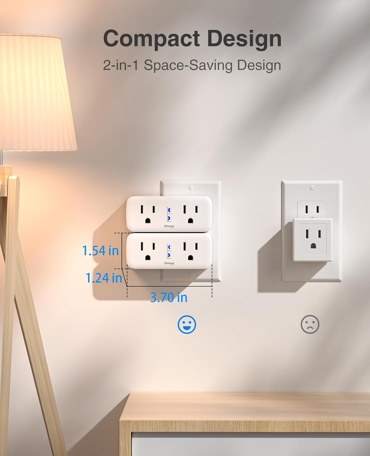 Dual Smart Plug 15A, GHome Smart Plugs Work with Alexa and Google Home, 2-in-1 Compact Smart Outlet Timer with APP Remote Control, 2.4GHz Wi-Fi Only, No Hub Required, FCC Listed, 2 Pack - Image 7