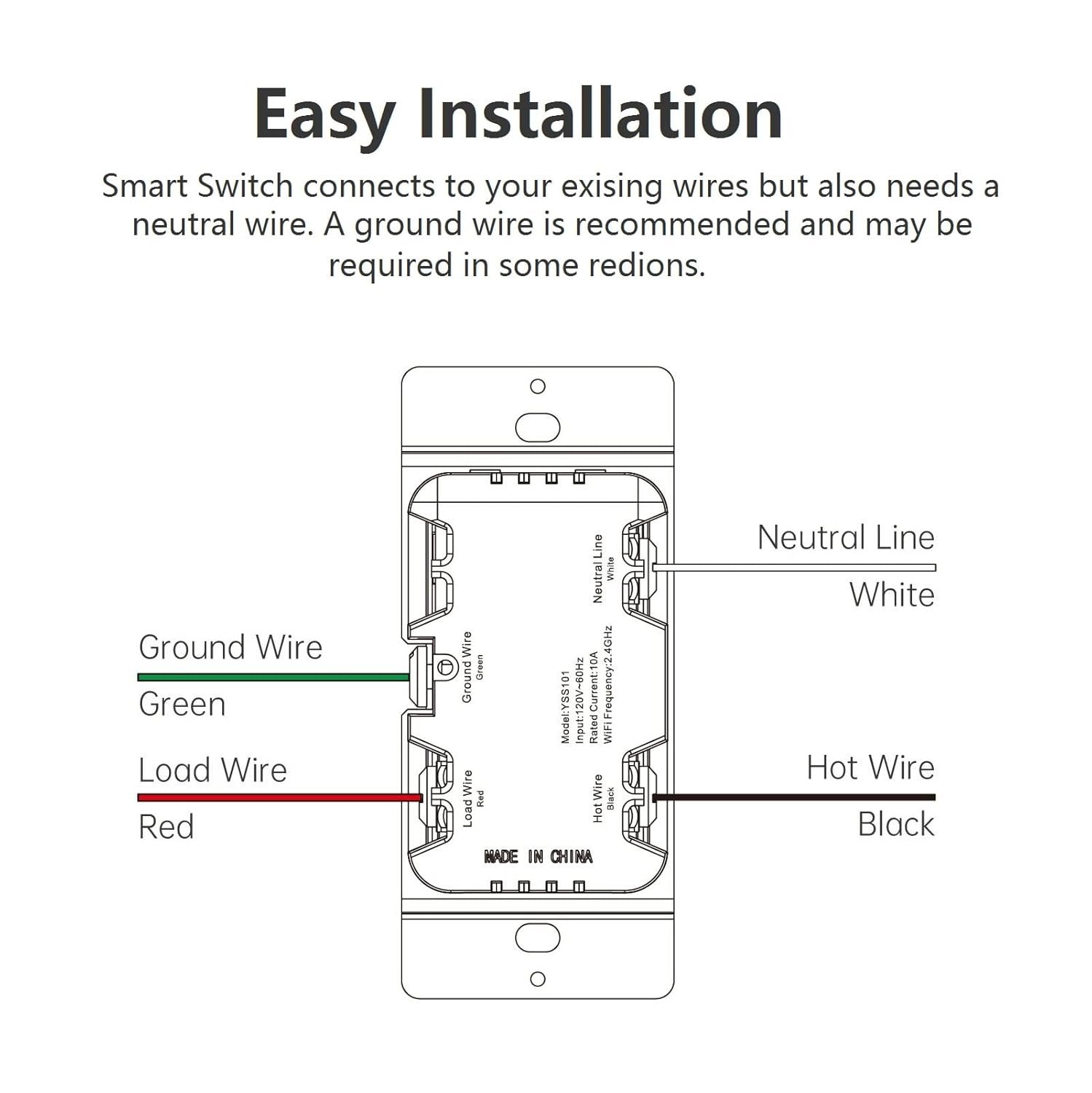 Smart Light Switch, Single Pole 2.4Ghz Wi-Fi, Work with Alexa and Google Assistant for Voice Control, Smart Life/Tuya APP Remote Control, No Hub Required, NEED Neutral Wire, 10A, ETL&FCC Listed - Image 8