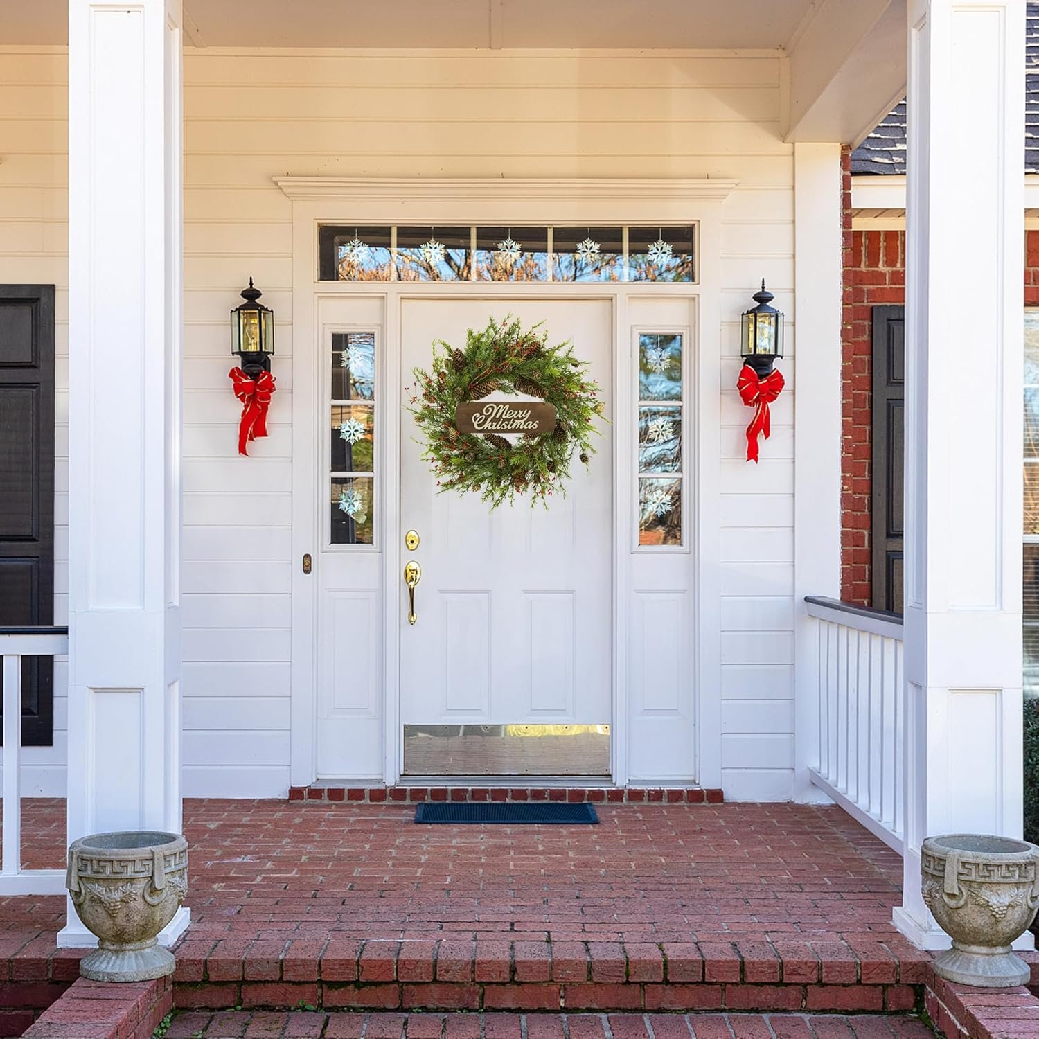 WreathDream 22 inch Artificial Christmas Wreath for Front Door Winter Cedar Wreath with Pine Cones,Pine Needles for Front Door Farmhouse Indoor Outdoor Holiday Home Decor - Image 4