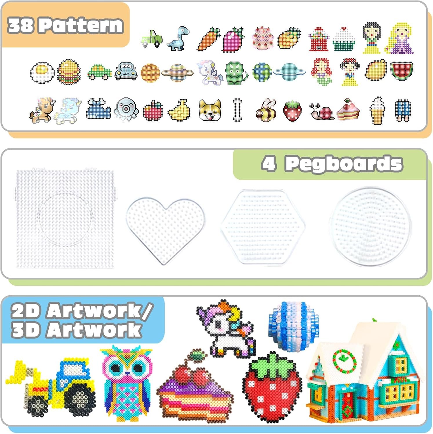 Fuse Beads Kit for Kids - 11000 Fuse Beads, 20 Colors 5mm Bead Craft Kits with Storage Box, Pegboards, and Accessories, Arts and Crafts Set for Girls & Boys, DIY Creative Birthday Christmas Gifts - Image 3