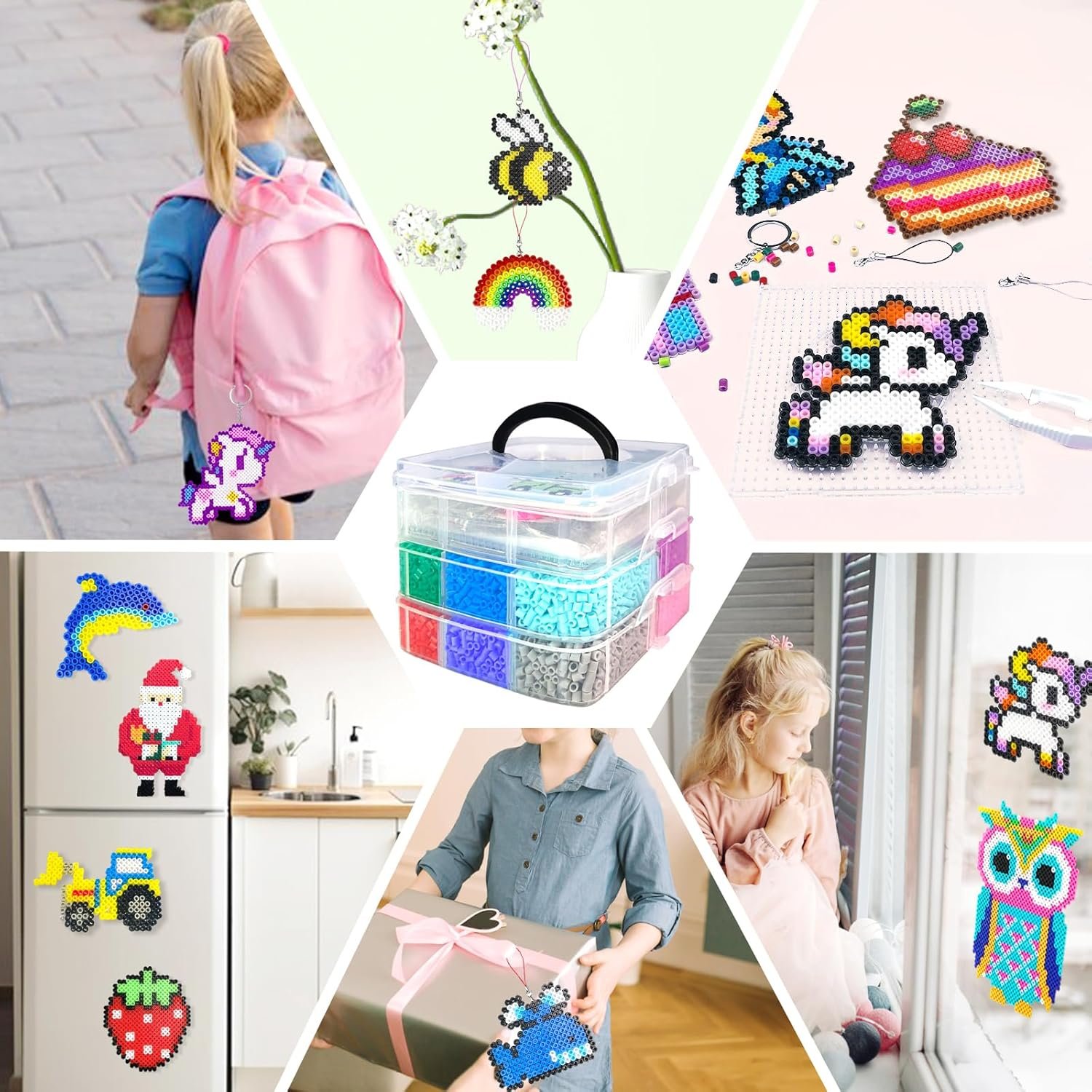 Fuse Beads Kit for Kids - 11000 Fuse Beads, 20 Colors 5mm Bead Craft Kits with Storage Box, Pegboards, and Accessories, Arts and Crafts Set for Girls & Boys, DIY Creative Birthday Christmas Gifts - Image 7