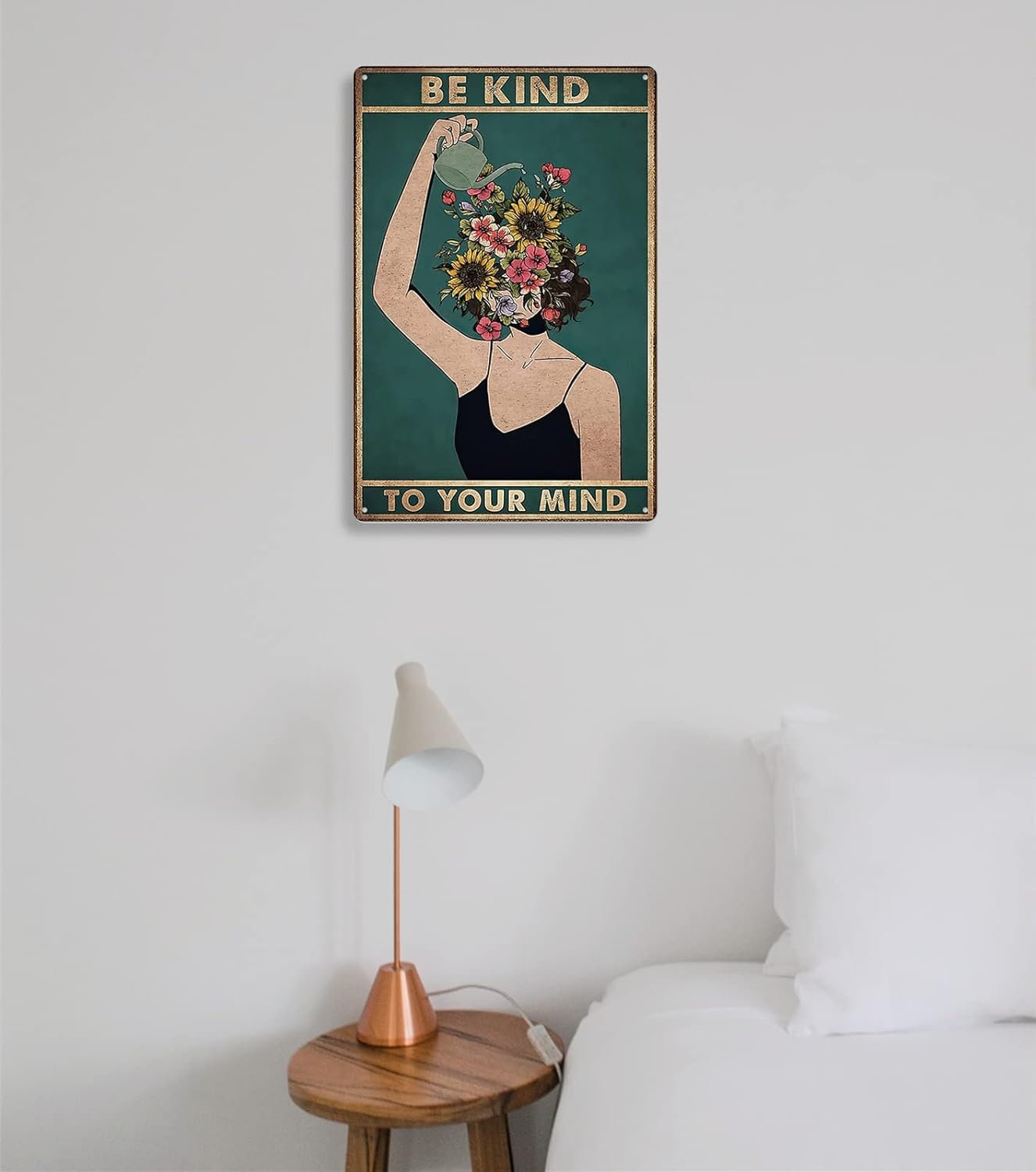 Fmcmly Be Kind to Your Mind Vintage Tin Signs Hippie Boho Wall Art Encouragement Gifts for Women Home Office Bedroom Living Room Cafes Wall Decor 8x12 Inch - Image 6