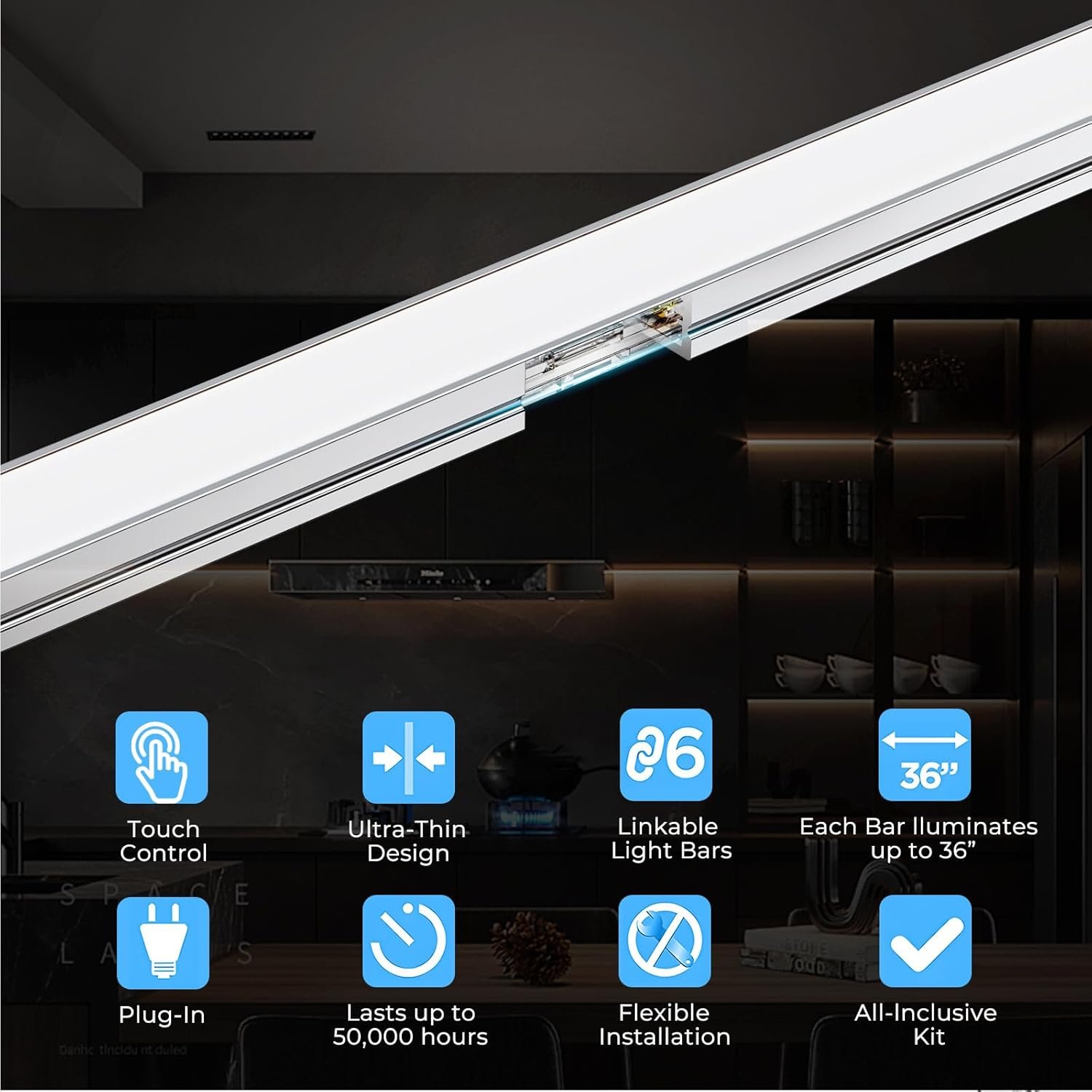 VST Smart Under Cabinet Lighting 6 Bars - UL Listed CRI 93+ Adjustable COB Strip Lights, Alexa & Google Home Compatible, App/Voice/Hand Wave Control for Kitchen Cabinets & Closets - Image 5