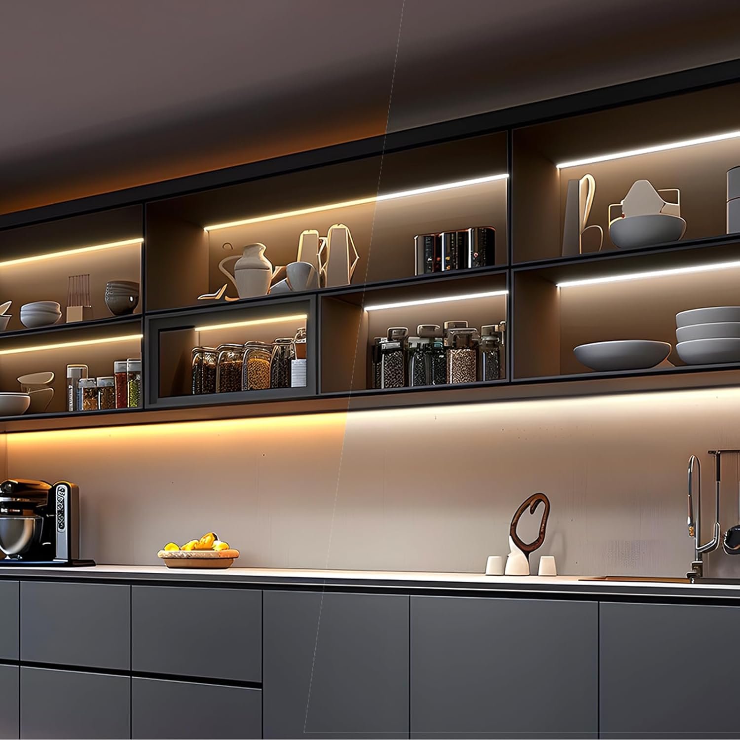VST Smart Under Cabinet Lighting 6 Bars - UL Listed CRI 93+ Adjustable COB Strip Lights, Alexa & Google Home Compatible, App/Voice/Hand Wave Control for Kitchen Cabinets & Closets - Image 7
