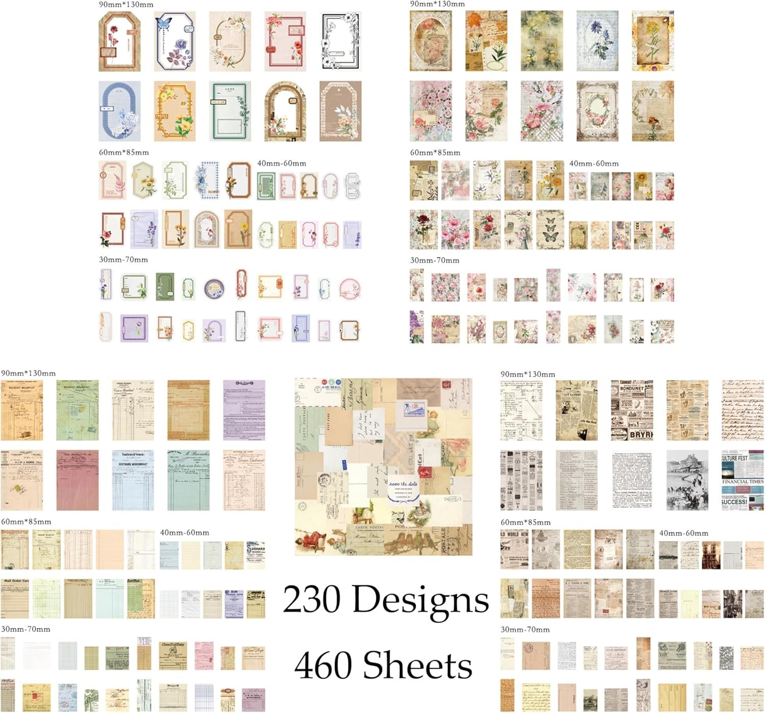 460 Sheets Vintage Scrapbook Papers Journaling Scrapbooking Supplies Kit junk journal supplies Decorative Craft Paper for Planner, Bullet Journal Collage Card Embellishment Retro Crafts - Image 4