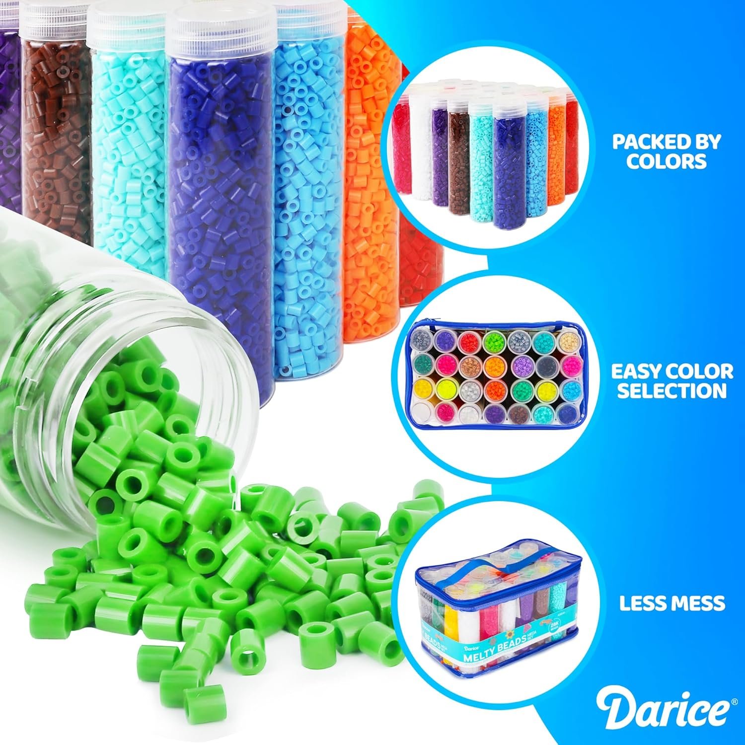 Darice Fuse Beads Kit – 28,000 Assorted Melty Iron Beads Bulk Set with Storage Case - 28 Colors in Reusable Bottles, DIY Art Craft Supplies for Kids Creative Projects Ages 6+ - Image 3