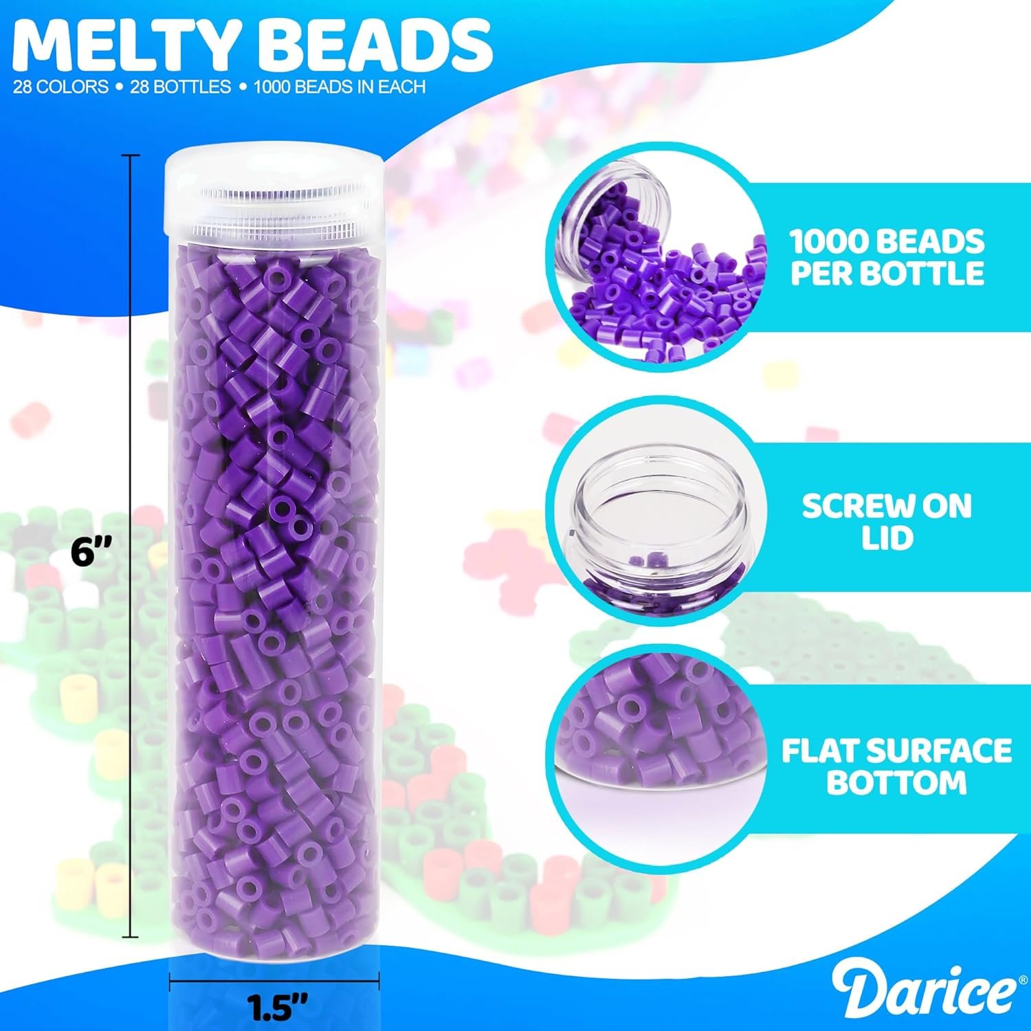 Darice Fuse Beads Kit – 28,000 Assorted Melty Iron Beads Bulk Set with Storage Case - 28 Colors in Reusable Bottles, DIY Art Craft Supplies for Kids Creative Projects Ages 6+ - Image 4