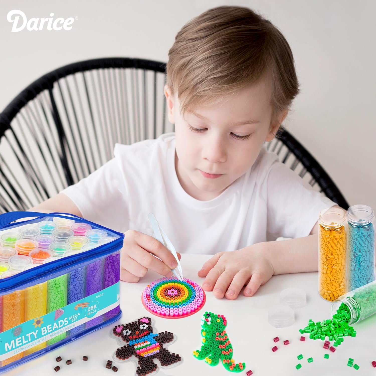 Darice Fuse Beads Kit – 28,000 Assorted Melty Iron Beads Bulk Set with Storage Case - 28 Colors in Reusable Bottles, DIY Art Craft Supplies for Kids Creative Projects Ages 6+ - Image 8