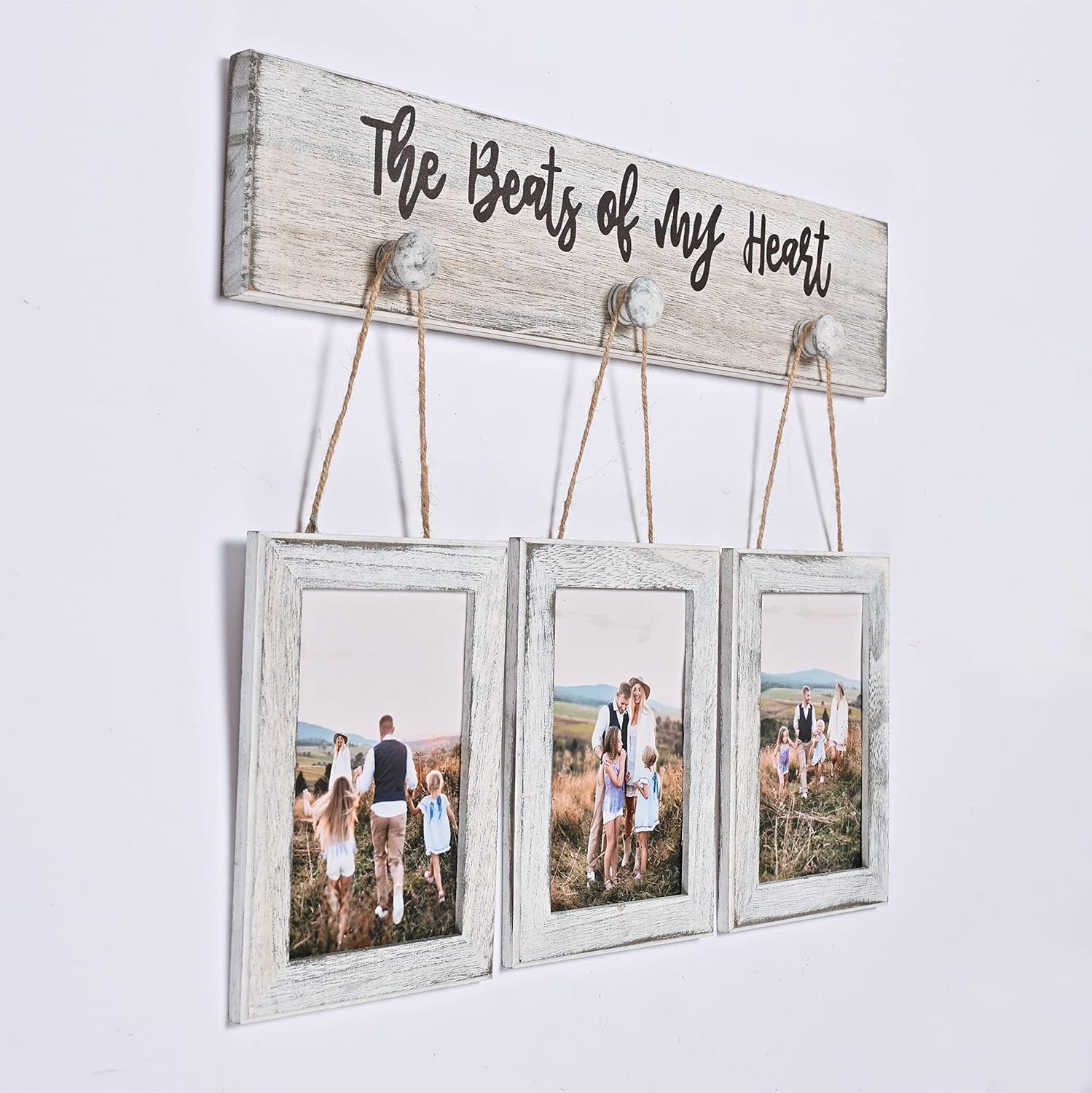 4X6 Picture Frames Farmhouse Rustic Vintage Distressed Solid Wood Photo Frame with HD plexiglass Hanging Picture Frame Wall Decor for Living Room, Set of 3 - Image 6