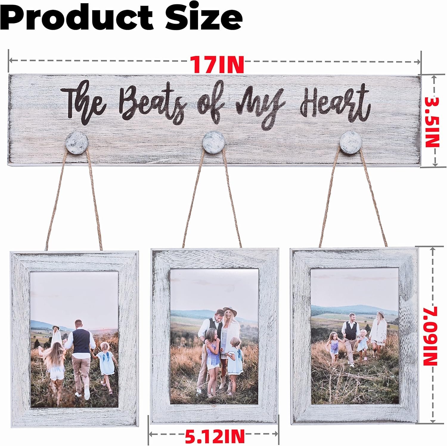4X6 Picture Frames Farmhouse Rustic Vintage Distressed Solid Wood Photo Frame with HD plexiglass Hanging Picture Frame Wall Decor for Living Room, Set of 3 - Image 7