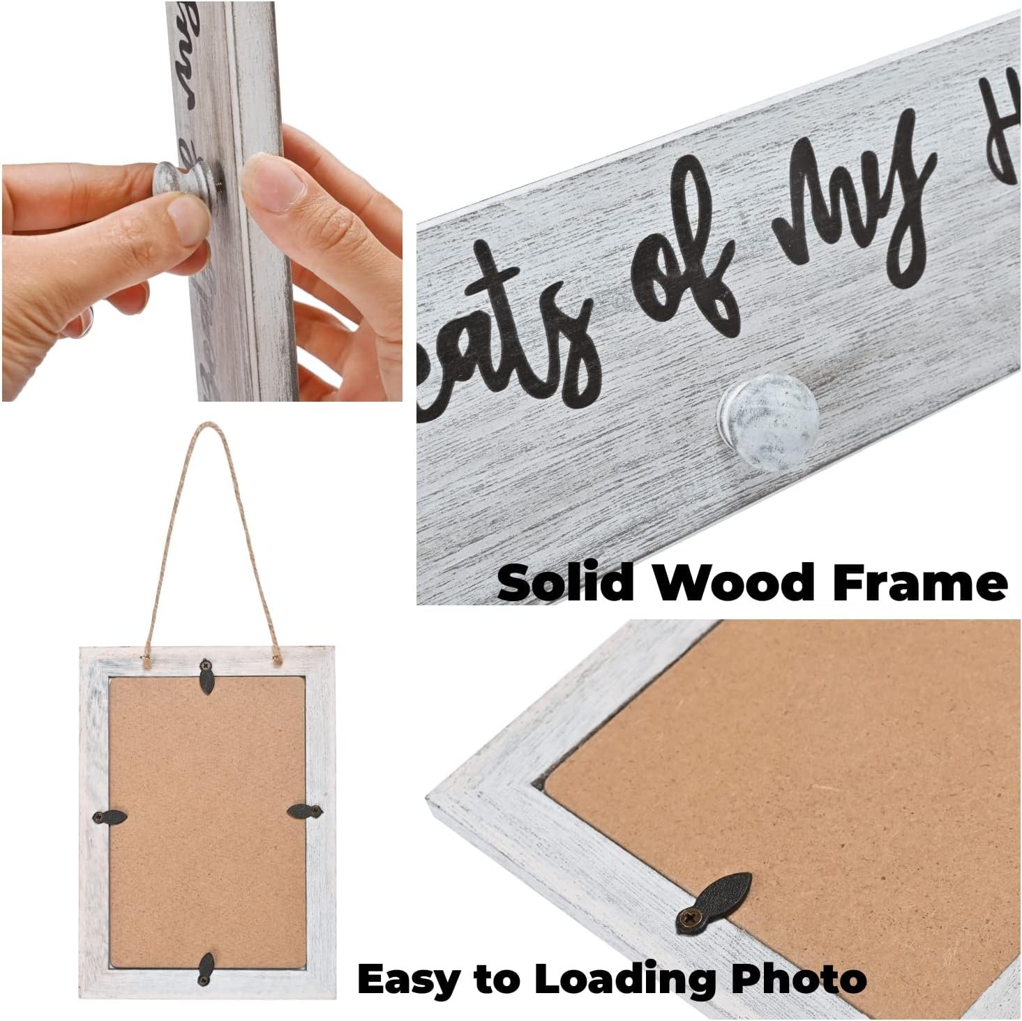 4X6 Picture Frames Farmhouse Rustic Vintage Distressed Solid Wood Photo Frame with HD plexiglass Hanging Picture Frame Wall Decor for Living Room, Set of 3 - Image 8