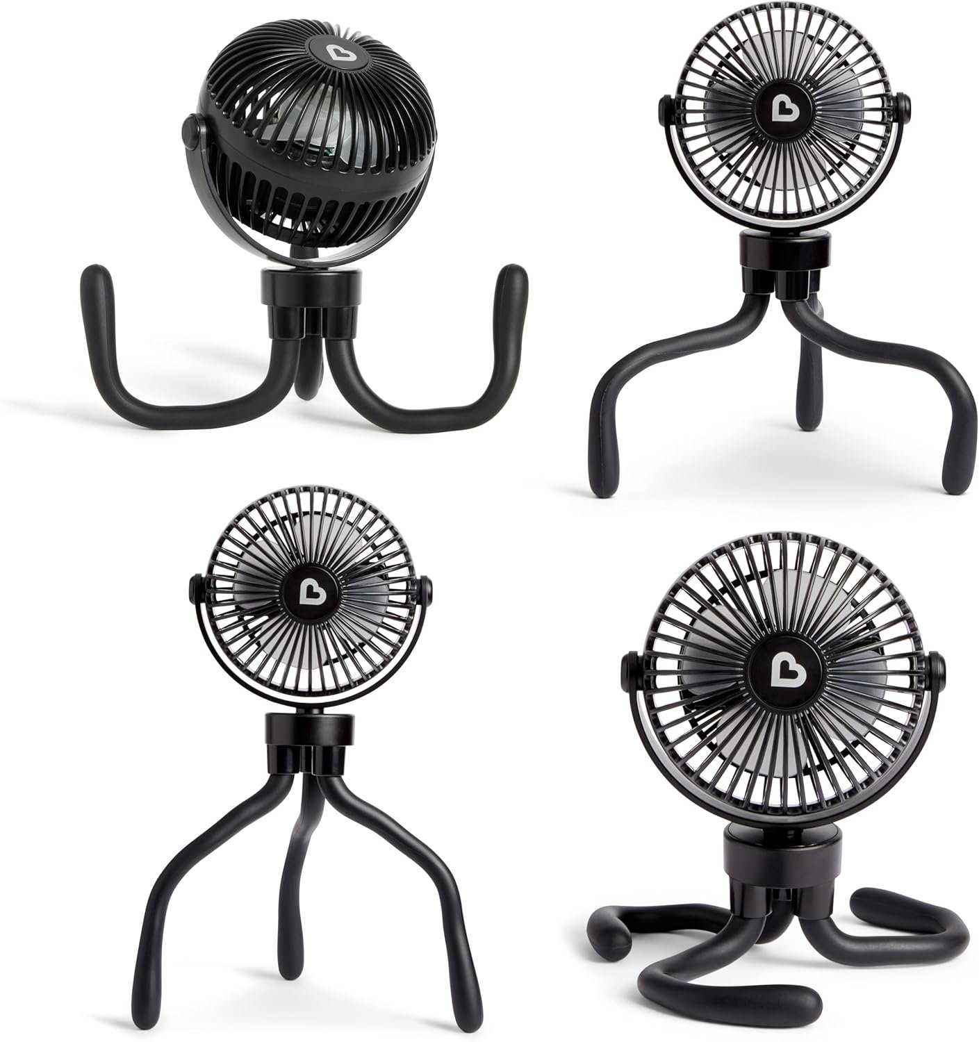 Munchkin Stroller Fan - Portable Fan for Travel, Baby Gear Accessory with 4 Speeds, Flexible Clip-on Leg Attachment, Rechargeable Battery, Black with Multicolored LED Lights - Image 8