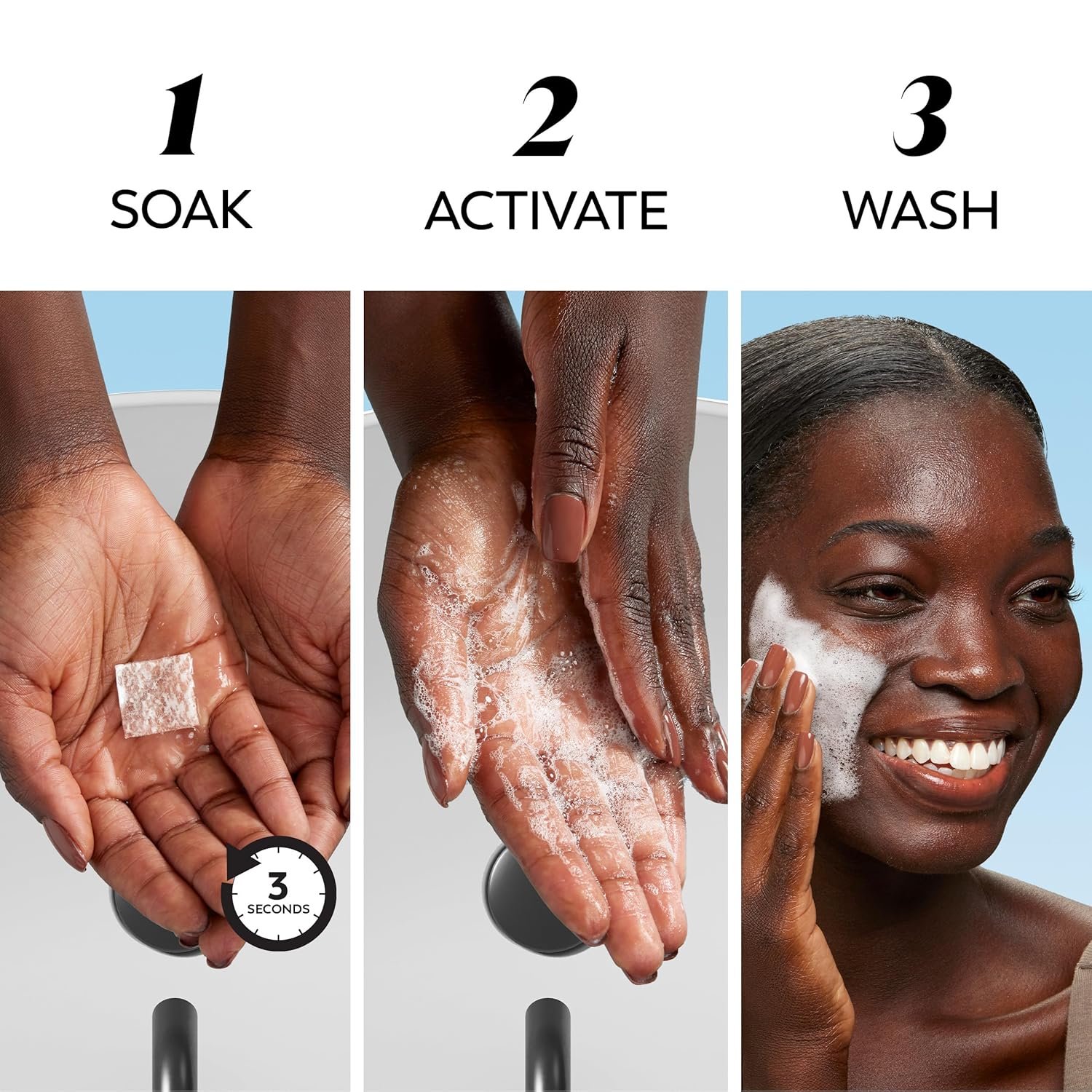 Olay Face Wash, Hyaluronic Acid Cleansing Melts, Fragrance-Free, Daily Use Gentle Cleanser, For All Skin Types, Travel Size, Water-Activated to Clean, Tone, and Refresh, 64ct (2 Pack x 32ct) - Image 4