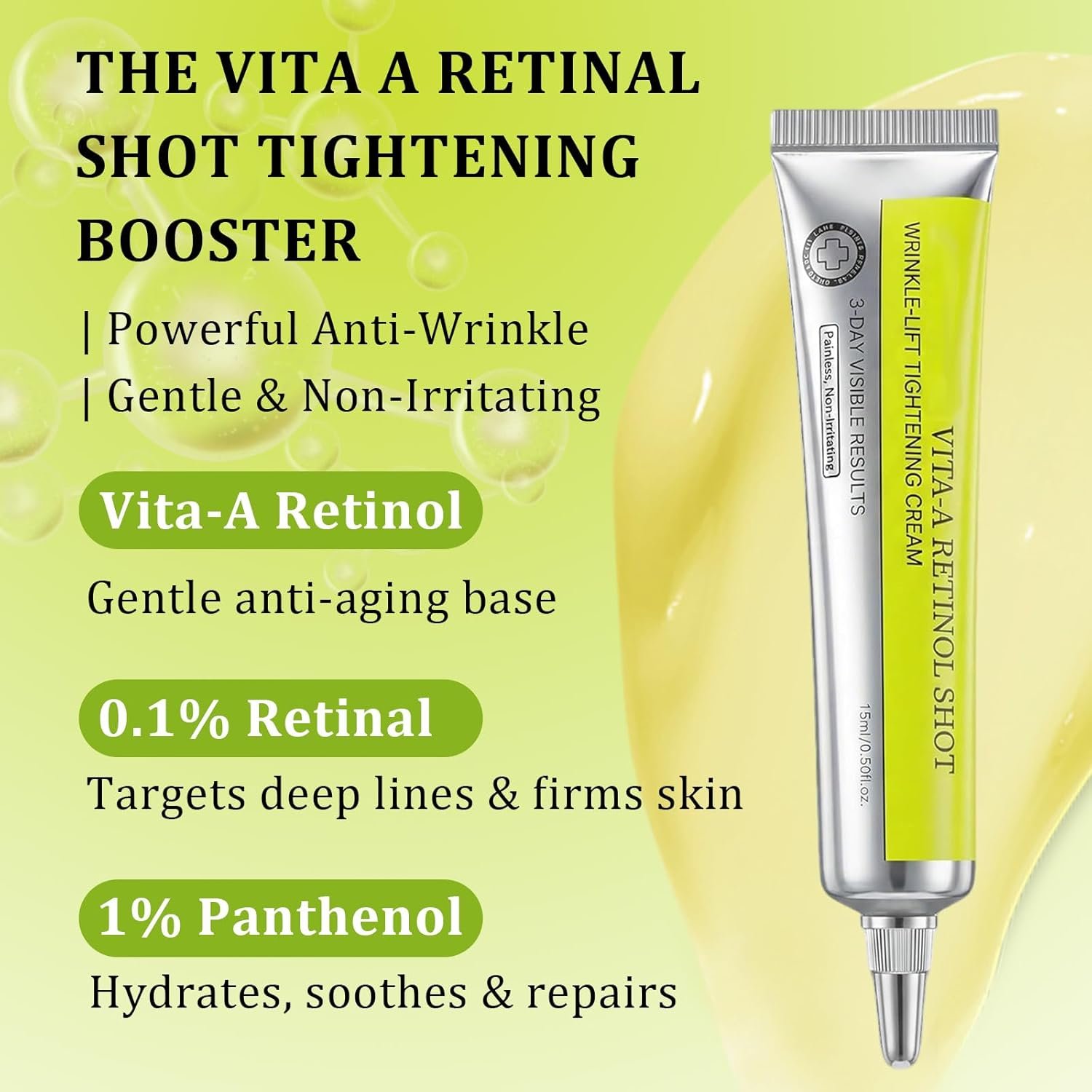 2 Pcs Vita-A Retinol Shot Wrinkle-Lift Tightening Cream | 0.1% Retinal, 1% Panthenol, High-Strength Retinoid for Anti-Aging, Pore Minimizer, Wrinkles & Fine Lines for All Skin Types - Image 5