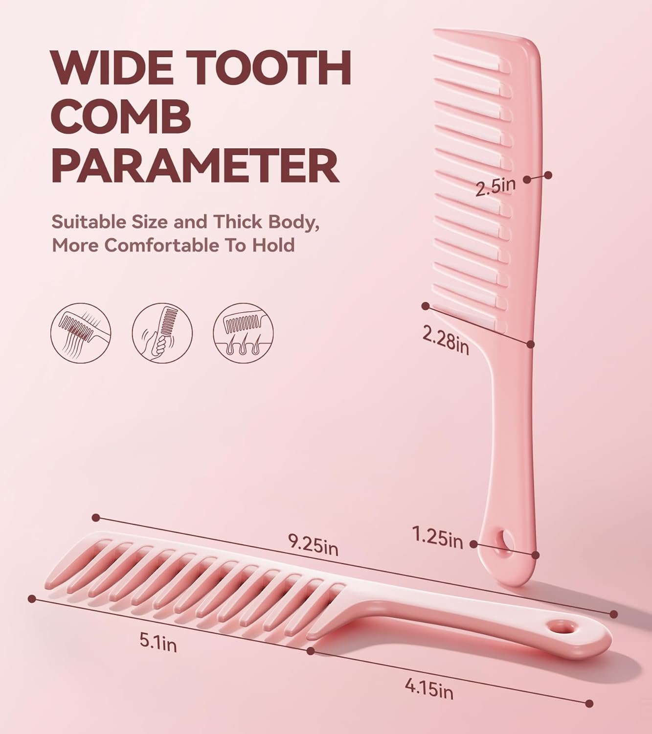 Wide Tooth Comb, Large Detangler Comb for Women and Men, Durable Styling Brush for Curly, Long, Wet or Dry Hair Types-Professional Hair Care - Image 4