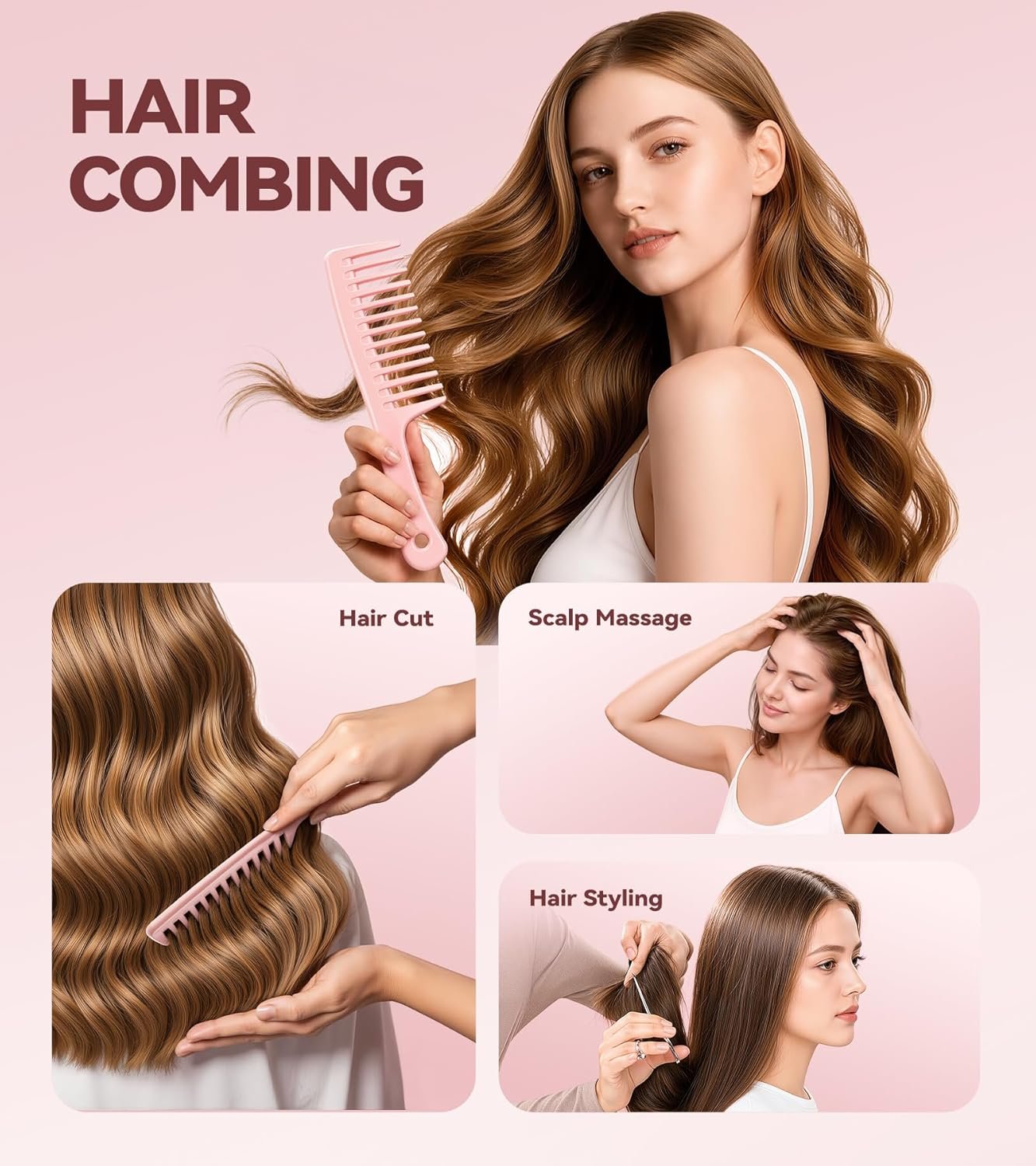 Wide Tooth Comb, Large Detangler Comb for Women and Men, Durable Styling Brush for Curly, Long, Wet or Dry Hair Types-Professional Hair Care - Image 5