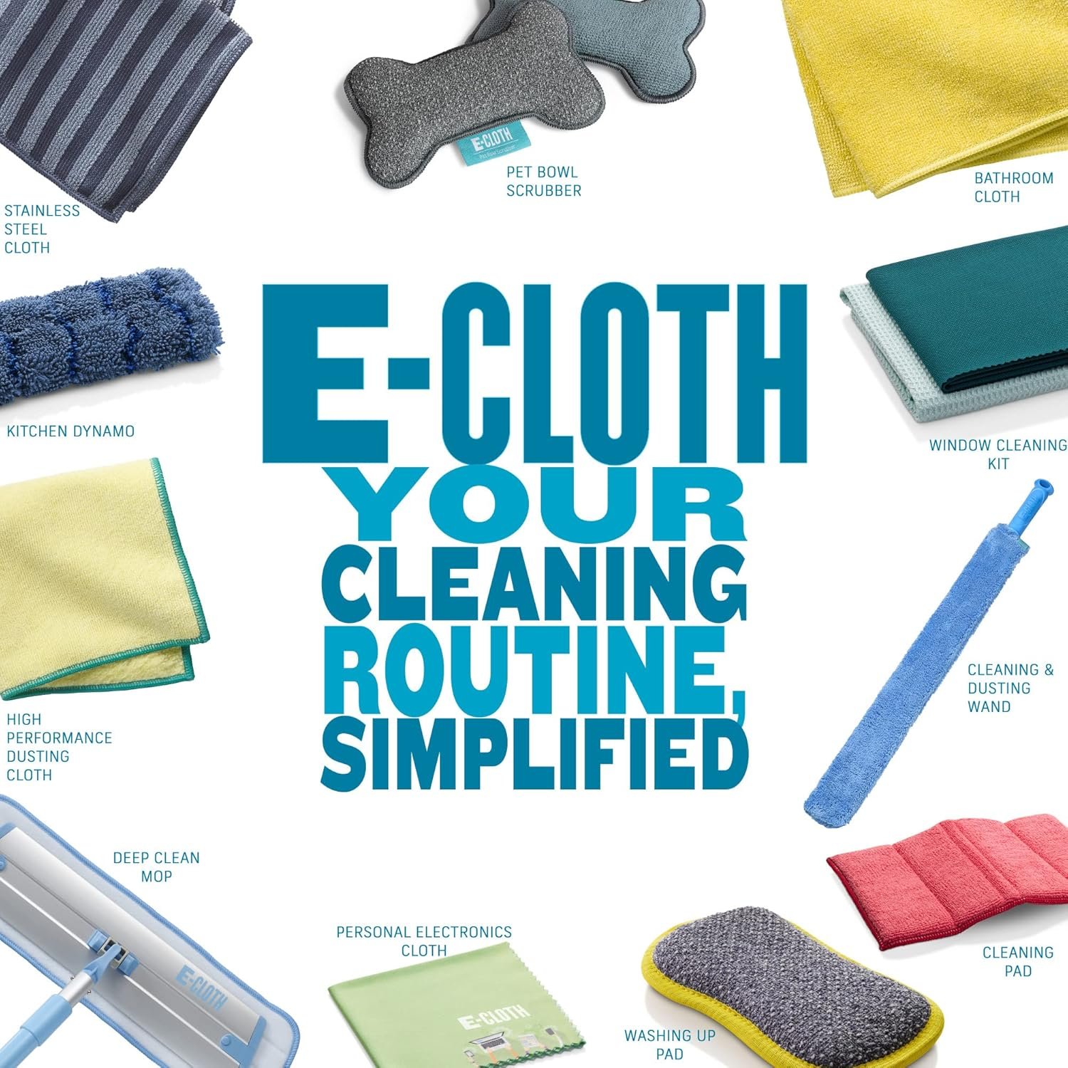 E-Cloth 5-pc Starter Pack- Microfiber Cleaning Cloth Set with Reusable Cleaning Cloth and Glass Polishing Cloth, Assorted Color Microfiber Cleaner for Bathroom, Kitchen, and Car - 1 Pack - Image 8