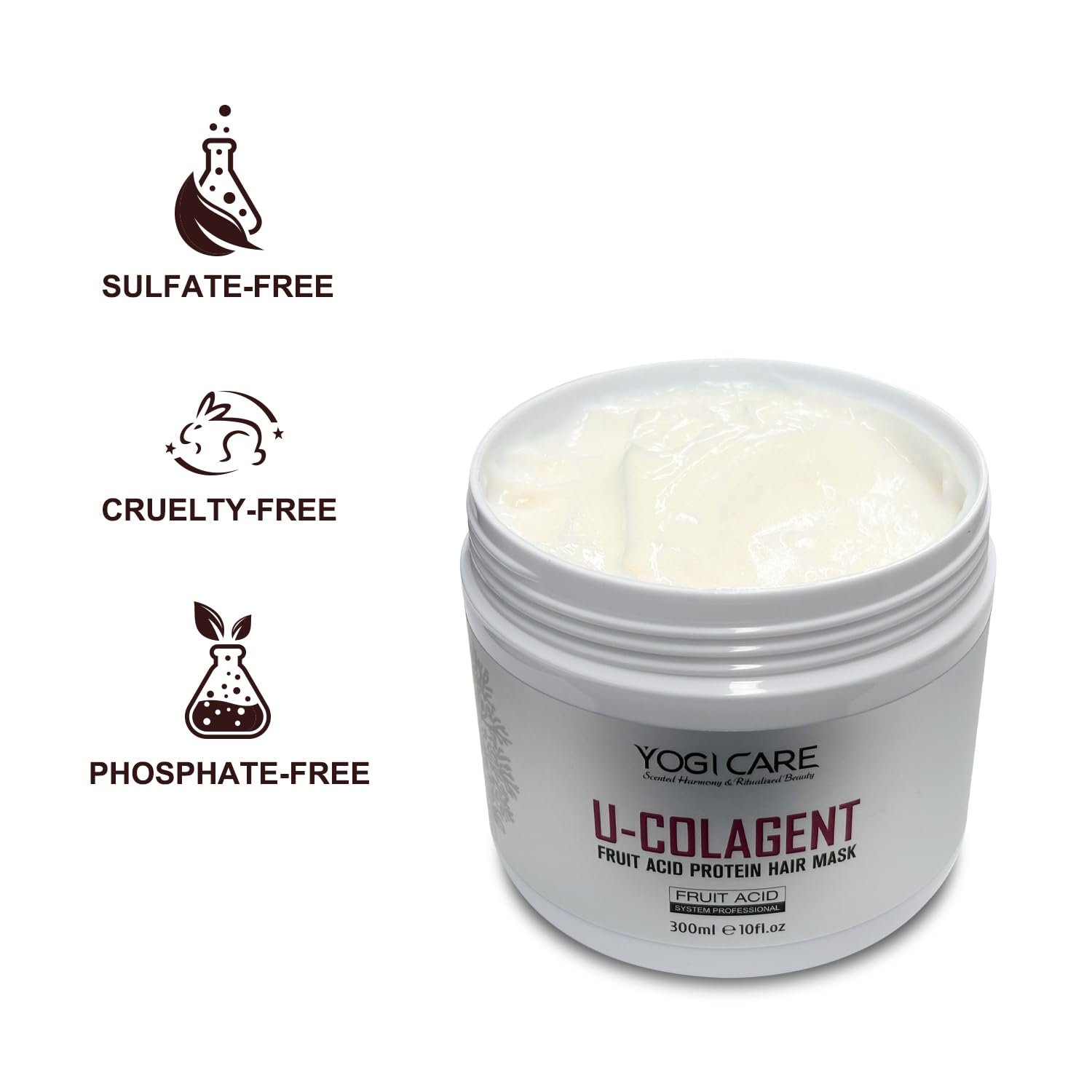 U-COLAGENT Fruit Acid Collagen Protein Hair Mask – Deep Conditioner Nourishing Hair Treatment for Dry, Damaged Hair – Repair, and Restore – Suitable for All Hair Types 300ml / 10 fl.oz - Image 7