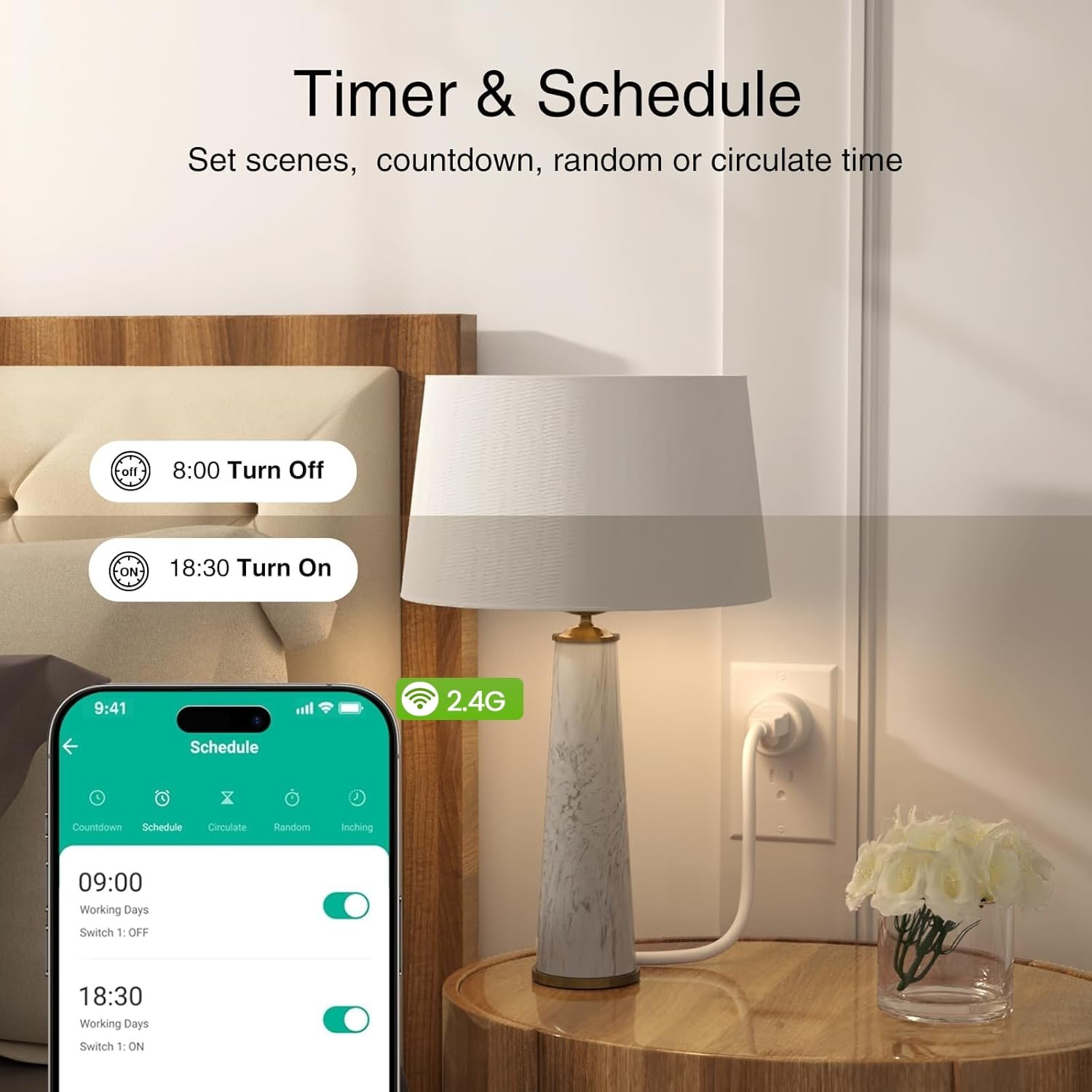 GHome Smart Plug, WiFi Smart Plugs Work with Alexa and Google Home, Smart Outlet Timer with APP Remote Control, 2.4GHz Wi-Fi Only, No Hub Required, ETL FCC Listed, White - Image 6