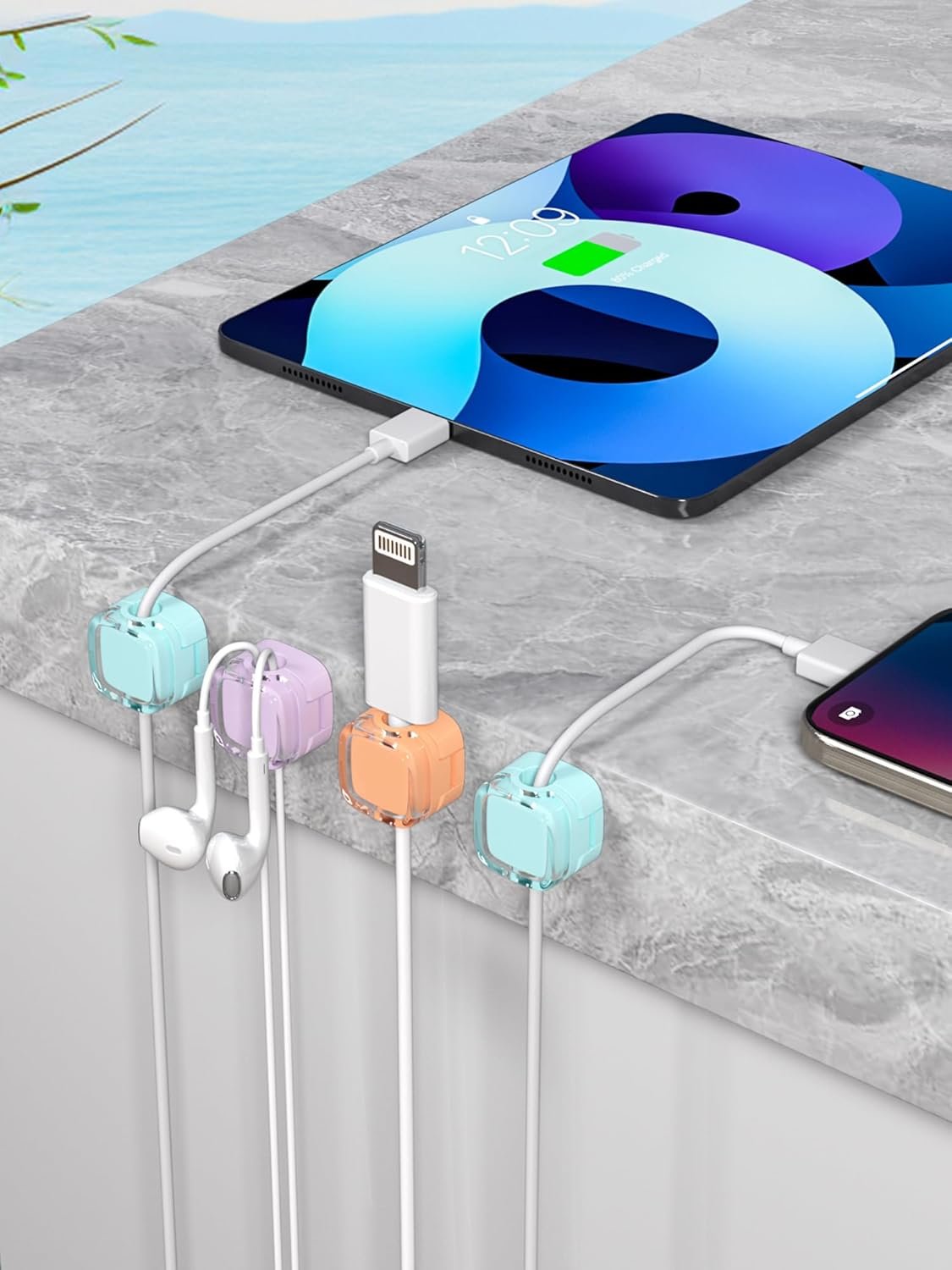 Magnetic Cable Clips, Adjustable Cord Holder Management, Adhesive Wire Keeper Organizer for Home Office Desk Phone PC Car Wall Desktop Nightstand Appliance (8-Pack Crystal Multicolor) - Image 8