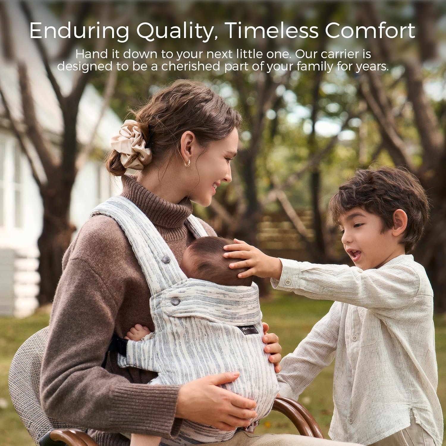 Momcozy Baby Carrier - Ergonomic, Cozy and Lightweight Carrier for 7-45lbs, Effortless to Put On, Ideal for Hands-Free Parenting, Enhanced Lumbar Support, Time Heritage Beige - Image 3