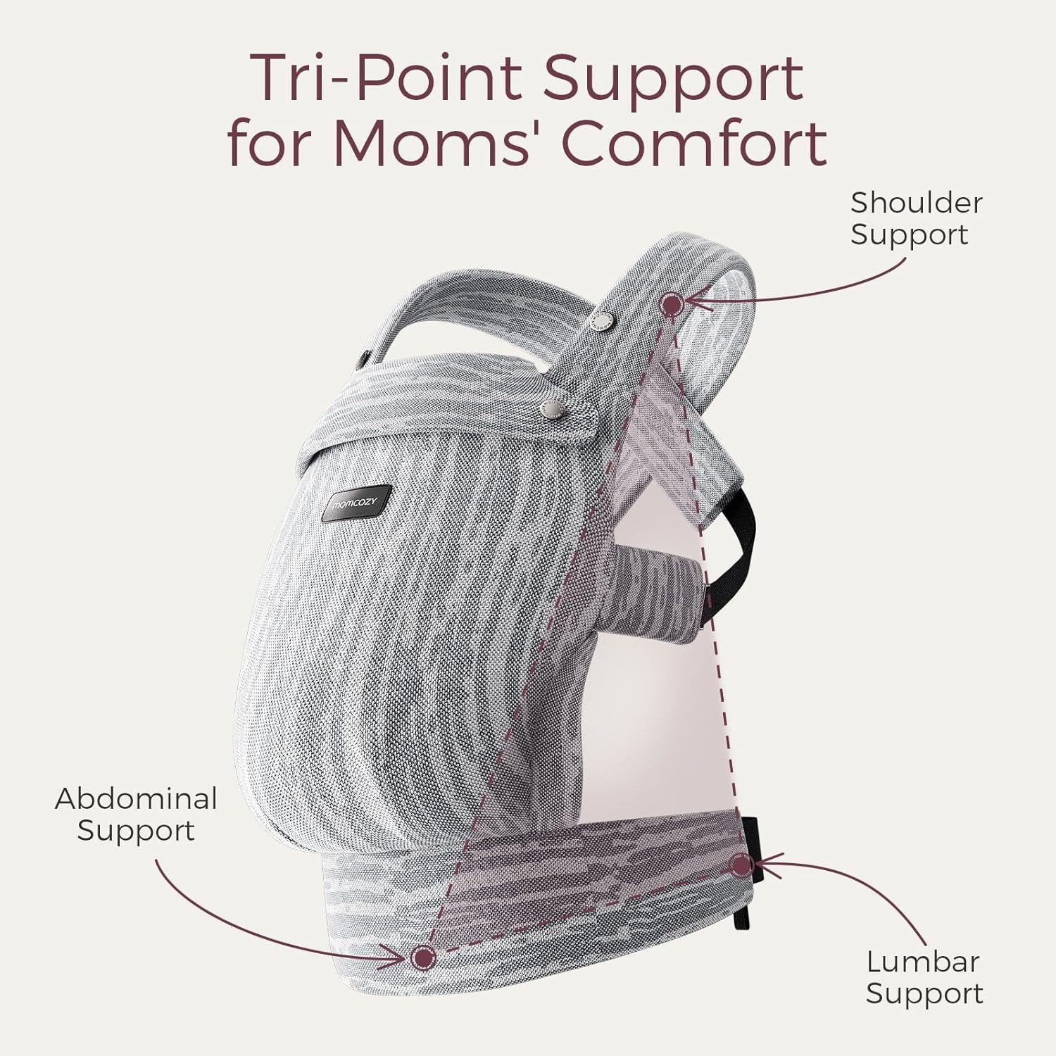 Momcozy Baby Carrier - Ergonomic, Cozy and Lightweight Carrier for 7-45lbs, Effortless to Put On, Ideal for Hands-Free Parenting, Enhanced Lumbar Support, Time Heritage Beige - Image 6
