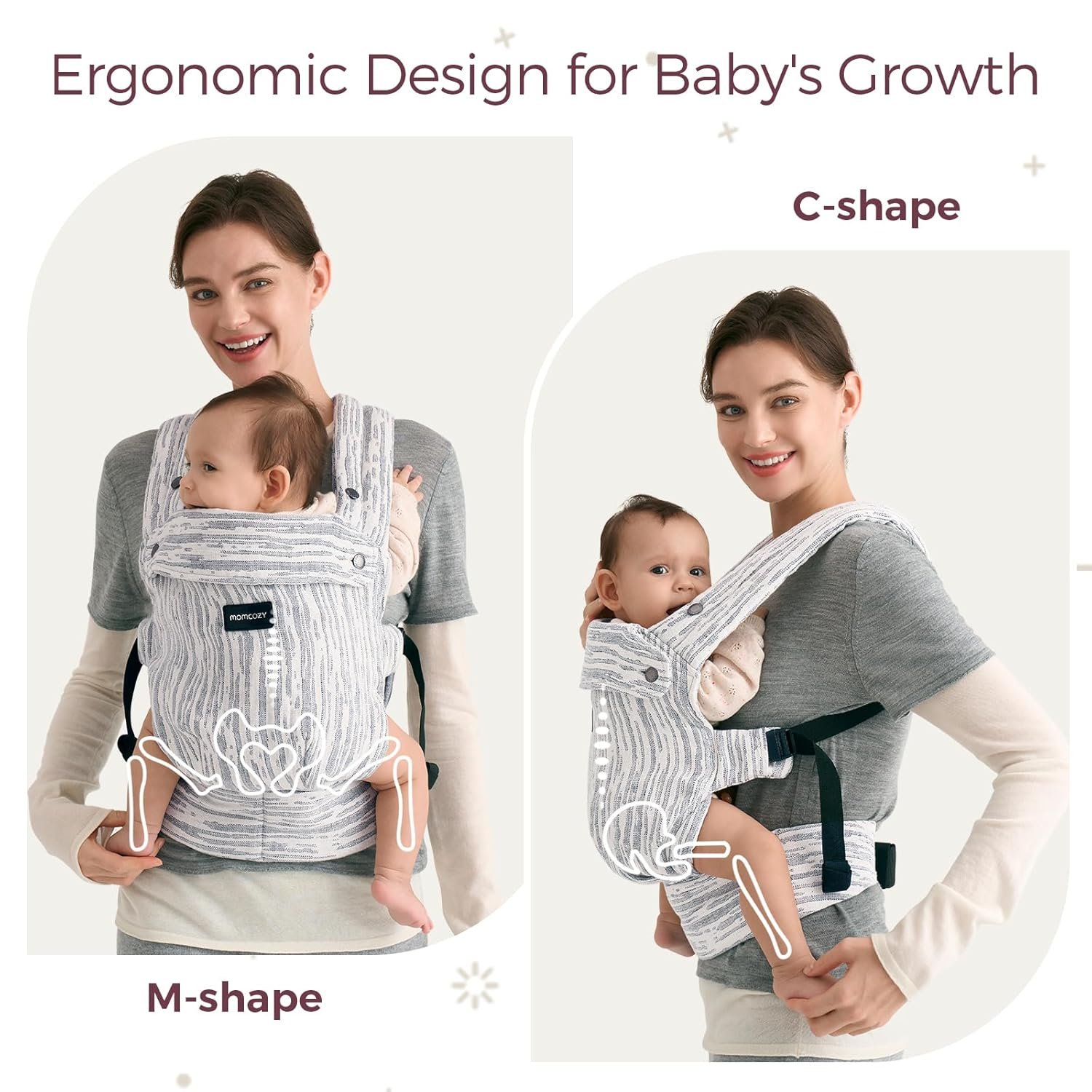 Momcozy Baby Carrier - Ergonomic, Cozy and Lightweight Carrier for 7-45lbs, Effortless to Put On, Ideal for Hands-Free Parenting, Enhanced Lumbar Support, Time Heritage Beige - Image 7