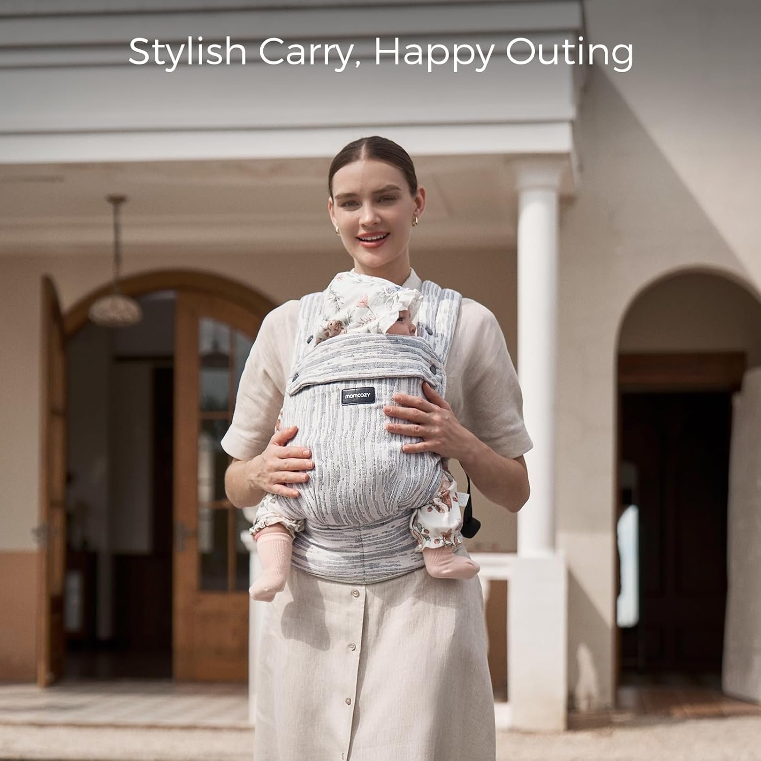 Momcozy Baby Carrier - Ergonomic, Cozy and Lightweight Carrier for 7-45lbs, Effortless to Put On, Ideal for Hands-Free Parenting, Enhanced Lumbar Support, Time Heritage Beige - Image 10
