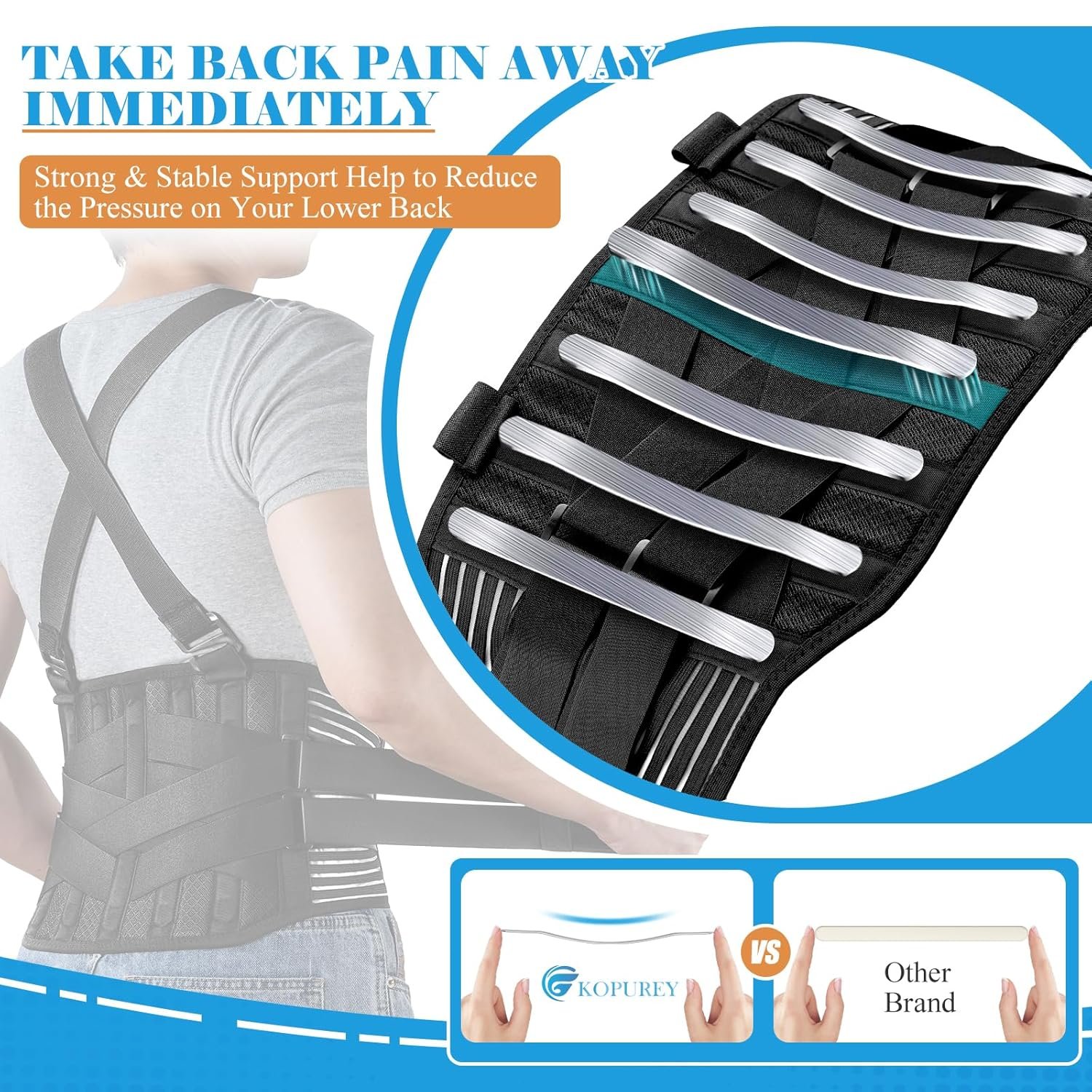 Back Support Belt with 2 Removable Suspender Straps, Back Posture Corrector for Heavy Lifting Safety Protector, Work Back Brace for Men Women in Construction, Warehouse Jobs Large - Image 4